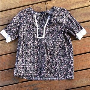 Tommy Hilfiger Lace Trim Navy Floral Top-XL